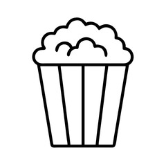 Popcorn bucket vector icon illustration, cinema snack, movie night treat, outline drawing design