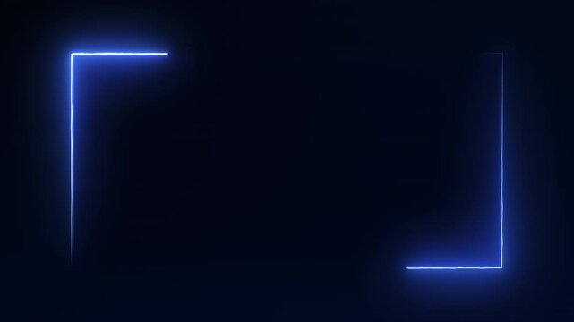 4K seamless animation featuring a glowing abstract blue frame surrounded by floating particles. Futuristic and digital style perfect for tech backgrounds, overlays, or motion graphics.