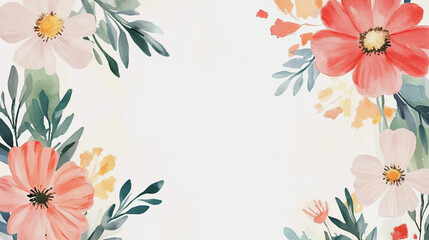 Elegant wedding invitation card background . Minimal hand painted watercolor Chamomile flowers texture template background. Design for wedding, vip cover, poster, rsvp moderncard.Valentine's Day