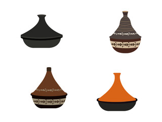 The Moroccan ceramic tagine set features a conical lid and intricate designs and is used to slow cook flavorful North African dishes.