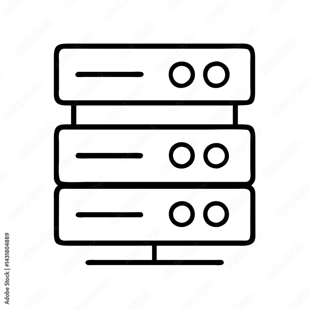 Poster Server rack data center database hosting network mainframe system storage information technology icon