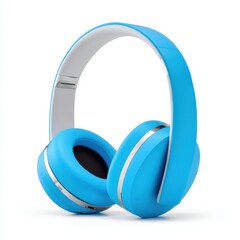 Modern blue wireless headphones side view