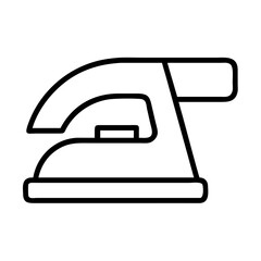 Ironing clothes household appliance laundry tool garment care steam iron vector line art icon graphic