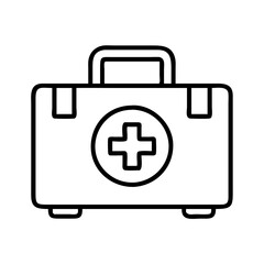 Outline first aid kit medical emergency box healthcare supplies safety equipment icon vector graphic