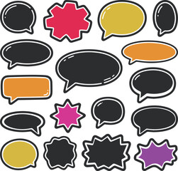 Handdrawn Speech Bubbles and Doodle Signs, Doodle set element, Hand drawn set, quotes, comic bubbles, doodle speech, 