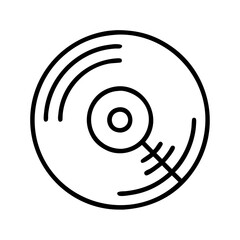 Vinyl record vector icon illustration for music lovers and dj enthusiasts in outline style art