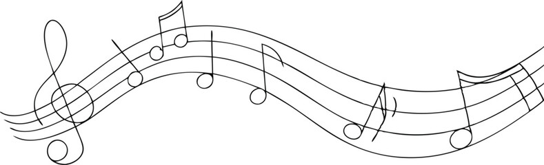 Flowing Music Notes on a Staff, Artistic Musical Illustration


