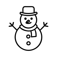 Cute snowman outline vector illustration for christmas winter holiday season drawing graphic design