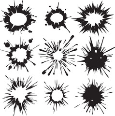 Comic Explosion and Impact Effects Collection - Black and White Vector Set
