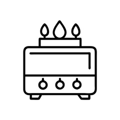 Gas stove burner appliance kitchen cooking equipment flame heat household outline icon vector design