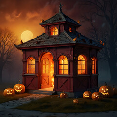 halloween pumpkin on a house