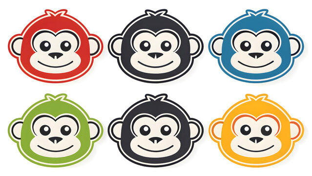 Set die cut sticker designs monke