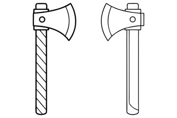 Two Axes with Wooden Handle on Transparent Background