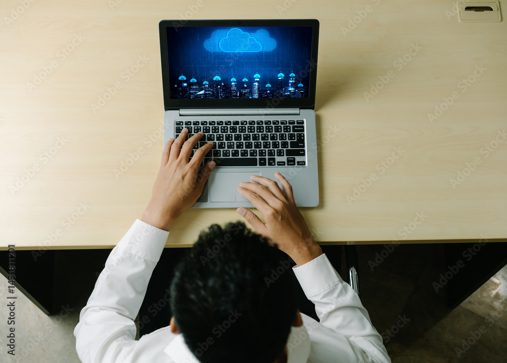 Poster cloud computing software for modish remote work and personal data storage