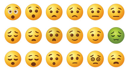 Obraz premium Set of emoticons, emoji isolated on white background, vector illustration.