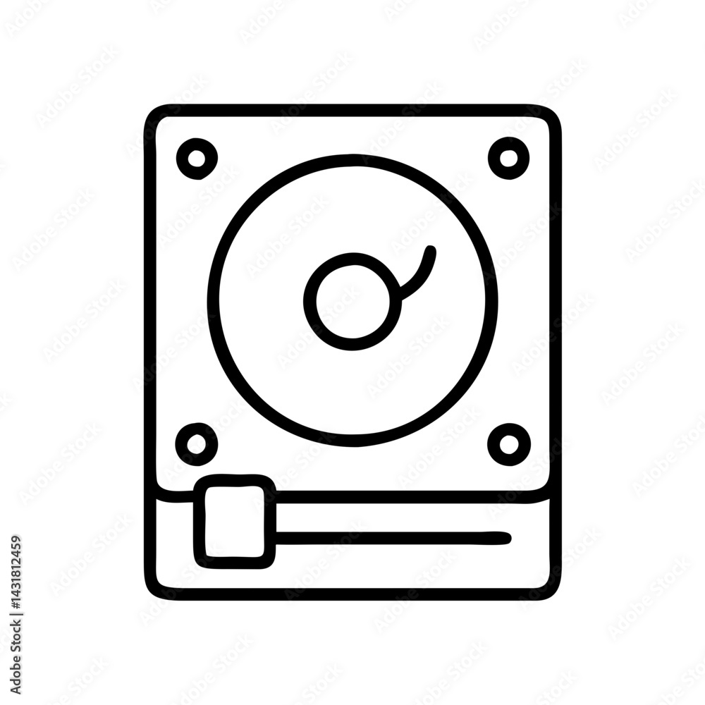 Poster Hard drive disk vector icon illustration for computer data storage and backup solutions design
