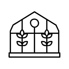 Outline greenhouse icon vector illustration for agriculture and gardening design and projects