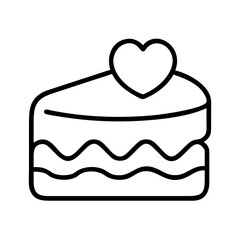 Cake slice with heart topping vector illustration dessert bakery sweet treat love symbol celebration icon design