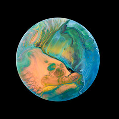 Circle Acrylic Pour Color Liquid marble abstract surfaces Design.