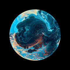 Circle Acrylic Pour Color Liquid marble abstract surfaces Design.