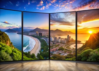 Panoramic Landscape Security Camera Surveillance System View - 4-Way Split Screen Interface