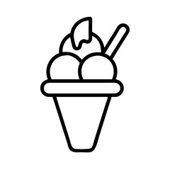 Ice cream sundae dessert vector illustration delicious sweet treat frozen food line art design element icon graphic