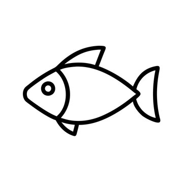 Simple fish drawing vector illustration aquatic animal outline design sea life icon graphic art, isolated
