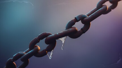 Rusty Chain Links Breaking Apart
