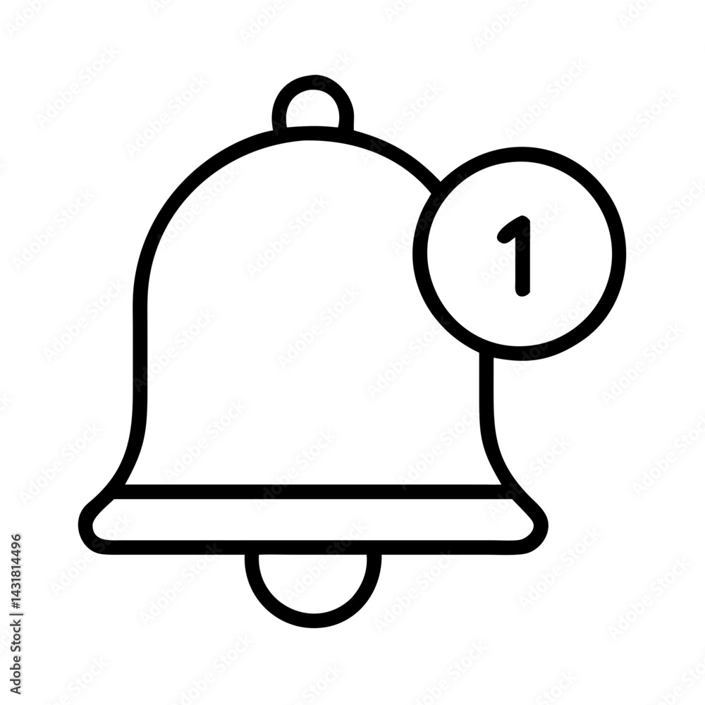 Poster notification bell icon with number one alert message for social media and app updates vector