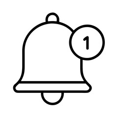 Notification bell icon with number one alert message for social media and app updates vector