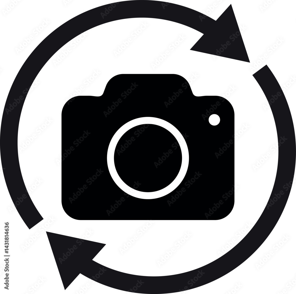 Poster flip and switch camera icon . switch from front to back camera icon . vector illustration