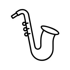 Saxophone outline drawing vector illustration musical instrument jazz brass band concert art 90s style