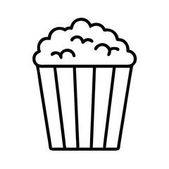 Vector outline illustration of popcorn bucket snack food for movie night and cinema treat time
