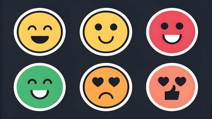 Naklejka premium Set sticker designs emoji reactio