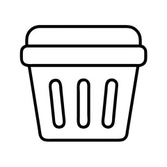 Outline laundry basket vector icon for washing clothes storage and home organization concept design