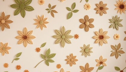 Floral Pattern on Beige Background