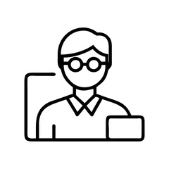 Illustration of a student with glasses studying at a desk vector design resource image