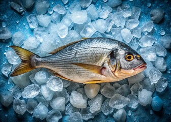 Panoramic View of Fresh Raw Dorado Fish on Ice