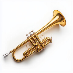 Obraz premium Trumpet brass musical instrument front view isolated on white background