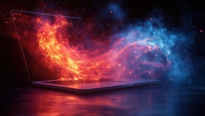 Laptop Fire Ice Energy Burst.