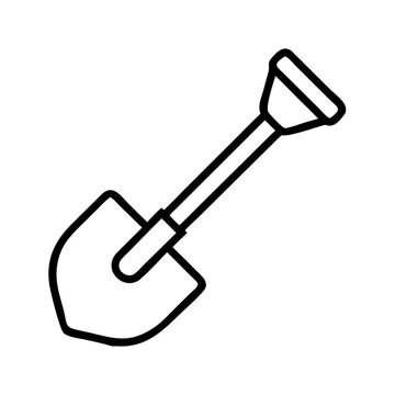 recommend clip art: Shovel outline vector icon illustration, gardening digging tool, spade equipment for soil work, farm