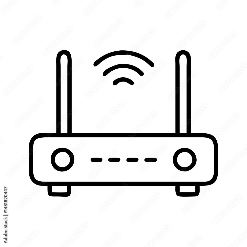 Poster wireless router vector icon illustration for internet connection and wifi network technology