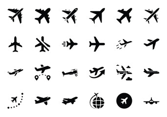 Airplane fill icon, aero plane icon, flight.