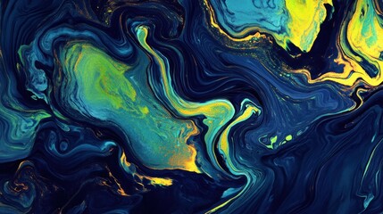 Vibrant abstract painting featuring swirling colors.