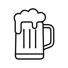 Beer mug vector icon illustration, beer glass, alcohol drink, pub bar brewery, beer outline icon