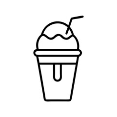 Isolated outline icon of a refreshing smoothie drink with straw for summer menu design vector