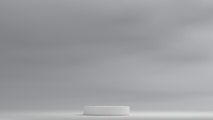 White empty podium or pedestal for product presentation. Mockup platform on white background. 3d rendering	