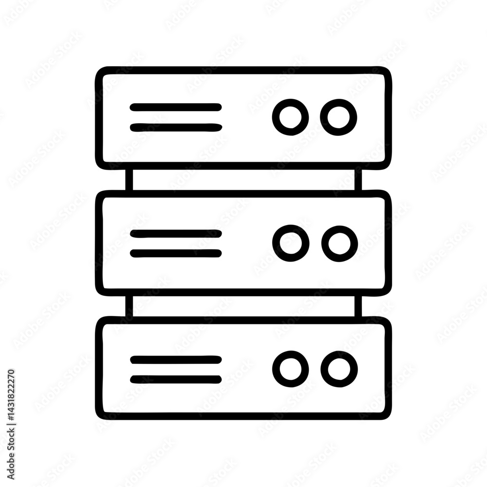 Poster Data server rack vector icon for network server storage and cloud computing technology design 90
