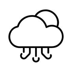 Cloudy weather icon vector illustration of rain cloud with sun for weather forecast app design