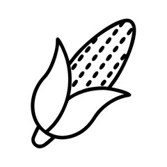 Vector illustration of fresh corn on the cob outline drawing for food and agriculture concepts